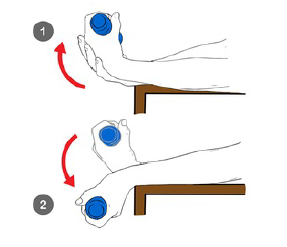 Mano realizando ejercicio de fortalecimiento del antebrazo